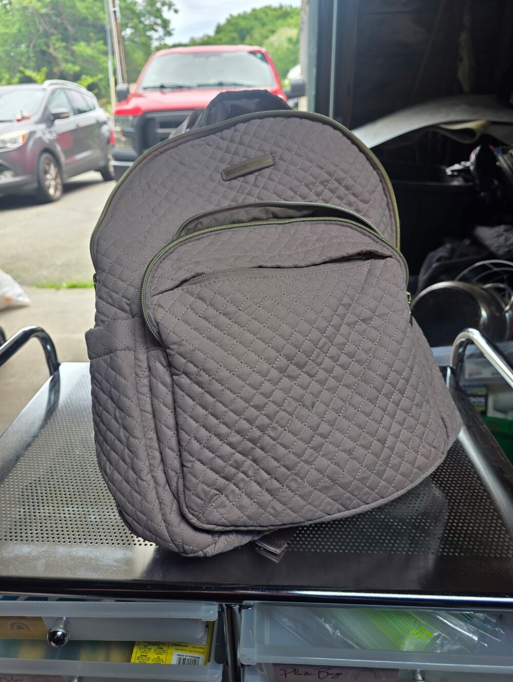 Quilted Gray Everyday Backpack - Unbranded